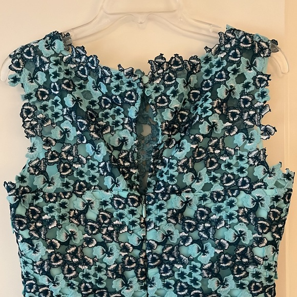 Dress the Population Teal Blue Floral Embroidery Sheath Dress - Picture 3 of 9